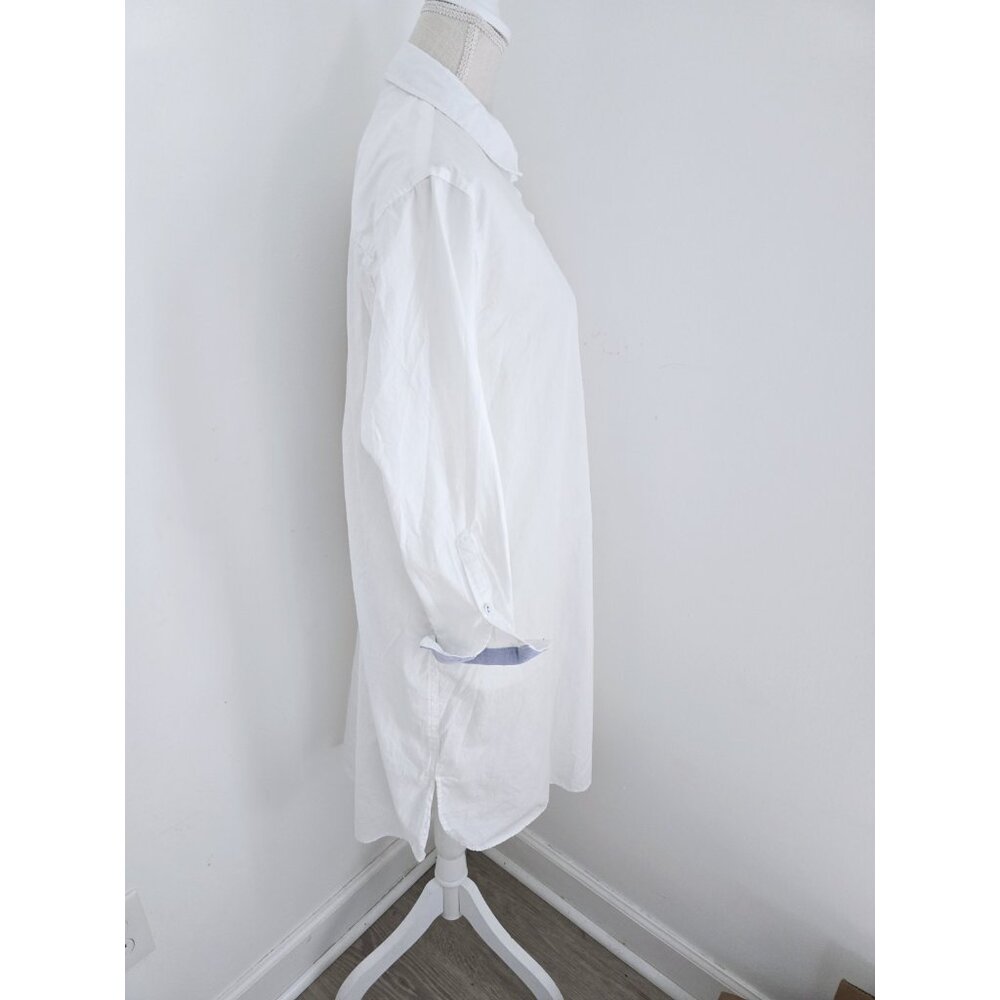 Mersea Essential Cotton Collar Long Sleeves Costal Relaxed White Shirt Dress M - Picture 7 of 12